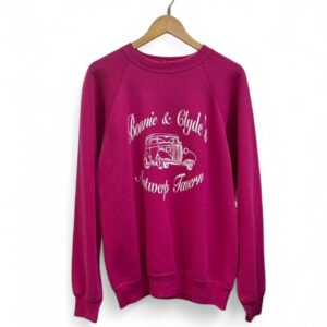 90s Bonnie and Clyde Women’s Classic Car Graphic Hot Pink Crewneck