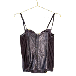 Frederick’s of Hollywood Black Faux Leather & Lace Corset