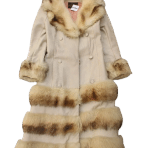 Cream faux fur dempsters coat womens