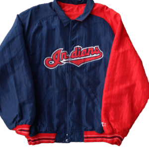 Retro Starter Indians bomber jacket in navy and red MLB