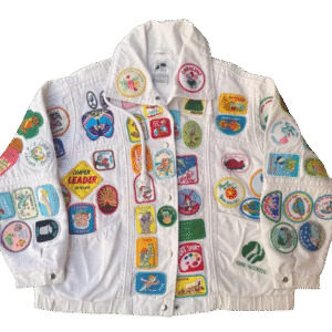 true vintage 80's girls scouts fully covered patched jacket - fits