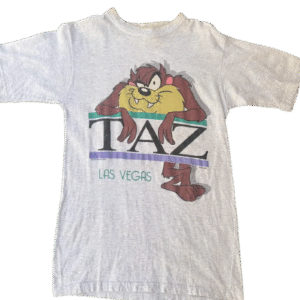 1995 looney tunes taz las vegas graphic tee - grey with multi-coloured