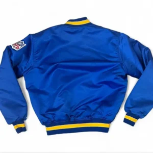 RARE 80s Los Angeles Rams Starter satin bomber jacket in blue and yellow - Image 6