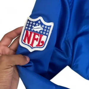 RARE 80s Los Angeles Rams Starter satin bomber jacket in blue and yellow - Image 5