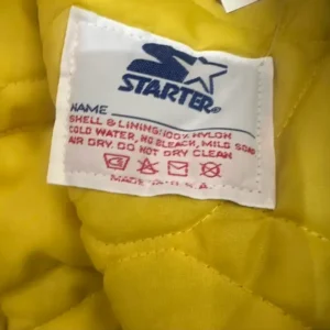 RARE 80s Los Angeles Rams Starter satin bomber jacket in blue and yellow - Image 4