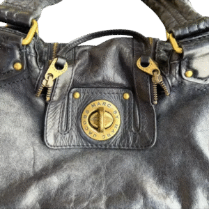 Marc Jacobs black & golden leather tote bag purse - Image 3